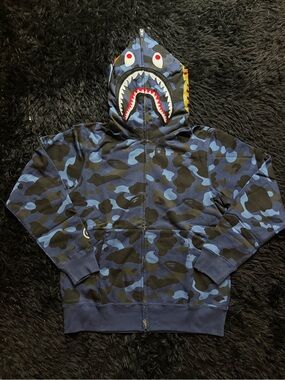 Navy Blue Camo Bape Zip Up
